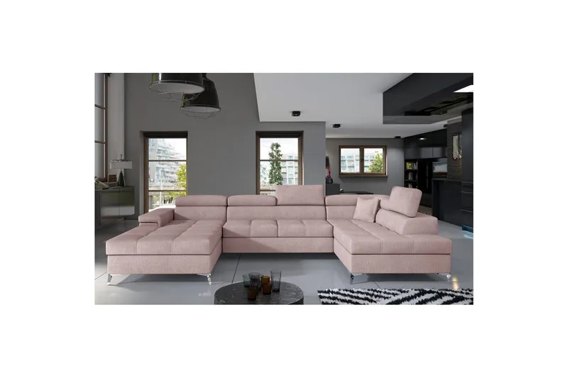 Seksjon Eltap Eduardo 337x205x88 cm - Omega 91, Rosa, Høyre - Møbler - Sofaer - Sovesofaer - Sovesofa divan