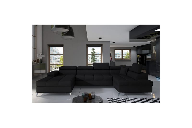 Seksjon Eltap Eduardo 337x205x88 cm - Sawana 14, Svart, Høyre - Møbler - Sofaer - Sovesofaer - Sovesofa divan
