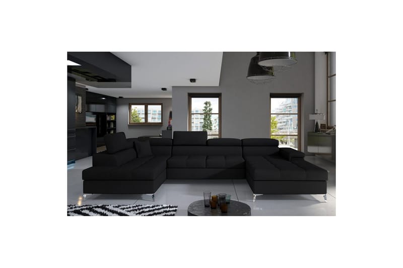 Seksjon Eltap Eduardo 337x205x88 cm - Sawana 14, Svart, Venstre - Møbler - Sofaer - Sovesofaer - Sovesofa divan