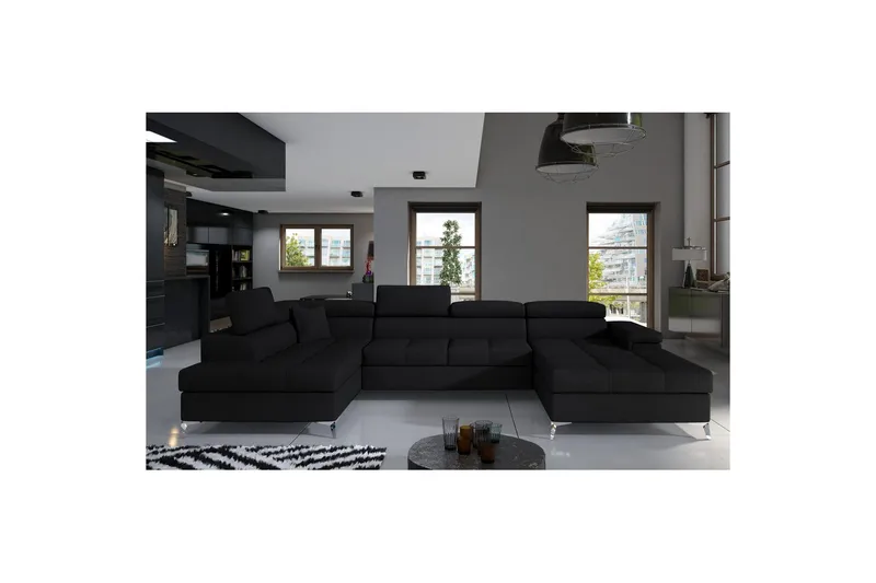 Seksjon Eltap Eduardo 337x205x88 cm - Sawana 14, Svart, Venstre - Møbler - Sofaer - Sovesofaer - Sovesofa divan
