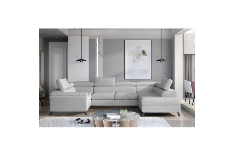 Seksjon Eltap Escada 336x200x92 cm - Grande 81, grå, Høyre - Møbler - Sofaer - Sovesofaer - Hjørnesovesofa