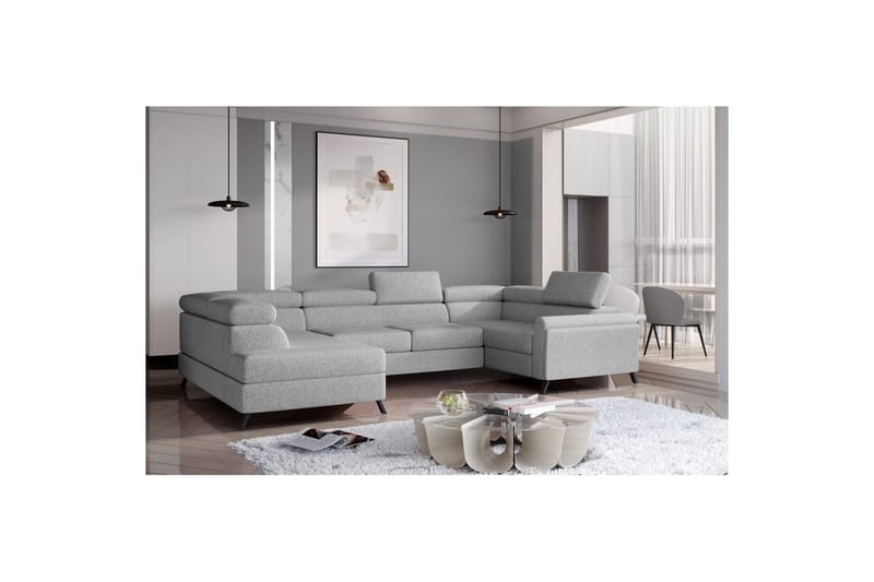 Seksjon Eltap Escada 336x200x92 cm - Grande 81, grå, Venstre - Møbler - Sofaer - Sovesofaer - Hjørnesovesofa