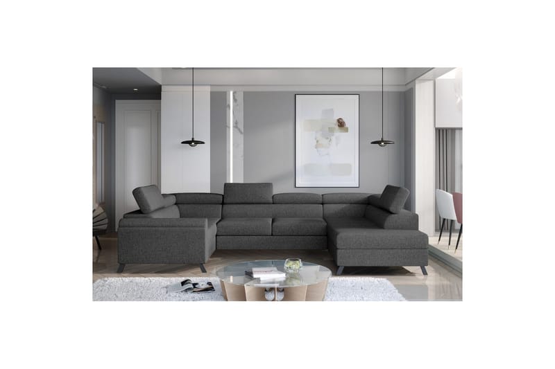 Seksjon Eltap Escada 336x200x92 cm - Inari 96, Mørk Grå, Høyre - Møbler - Sofaer - Sovesofaer - Hjørnesovesofa