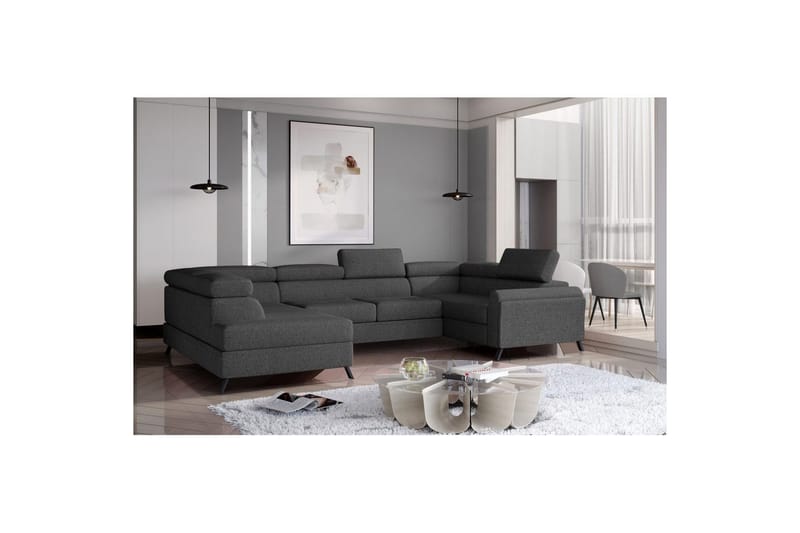 Seksjon Eltap Escada 336x200x92 cm - Inari 96, Mørk Grå, Venstre - Møbler - Sofaer - Sovesofaer - Hjørnesovesofa