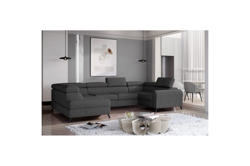 Seksjon Eltap Escada 336x200x92 cm - Inari 96, Mørk Grå, Venstre - Møbler - Sofaer - Sovesofaer - Hjørnesovesofa