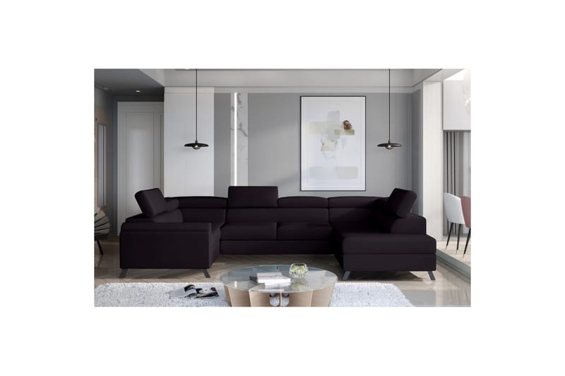 Seksjon Eltap Escada 336x200x92 cm - Mat Fløyel 99, Blå, Høyre - Møbler - Sofaer - Sovesofaer - Hjørnesovesofa