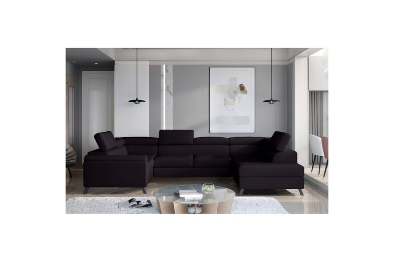 Seksjon Eltap Escada 336x200x92 cm, Mat Fløyel 99, Blå, Høyre