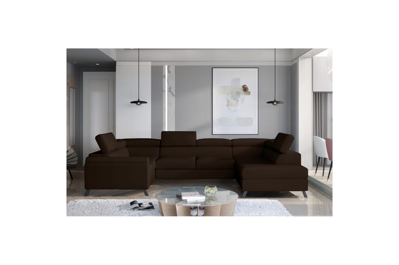 Seksjon Eltap Escada 336x200x92 cm - Monolith 29, Mørk Brun, Høyre - Møbler - Sofaer - Sovesofaer - Hjørnesovesofa