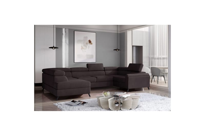 Seksjon Eltap Escada 336x200x92 cm - Monolith 29, Mørk Brun, Venstre - Møbler - Sofaer - Sovesofaer - Hjørnesovesofa