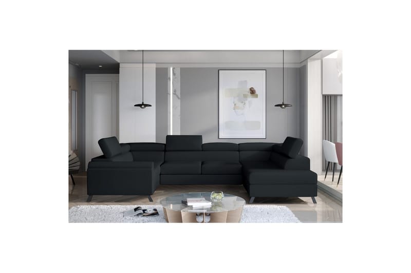 Seksjon Eltap Escada 336x200x92 cm - Monolith 97, Mørk grå, Høyre - Møbler - Sofaer - Sovesofaer - Hjørnesovesofa