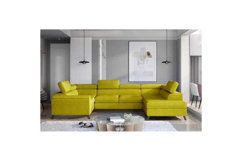 Seksjon Eltap Escada 336x200x92 cm - Omega 68, Gul, Høyre - Møbler - Sofaer - Sovesofaer - Hjørnesovesofa