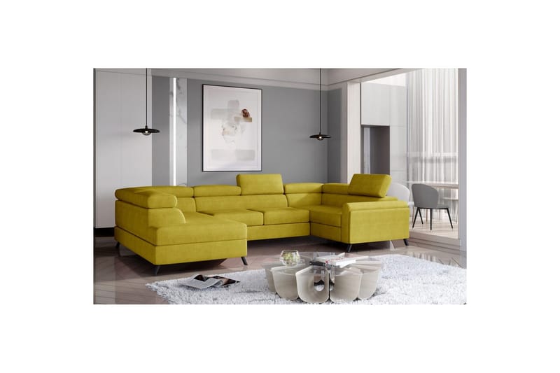 Seksjon Eltap Escada 336x200x92 cm - Omega 68, Gul, Venstre - Møbler - Sofaer - Sovesofaer - Hjørnesovesofa