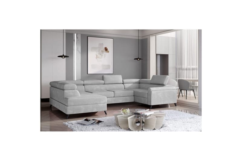 Seksjon Eltap Escada 336x200x92 cm - Paros 05, Lys Grå, Venstre - Møbler - Sofaer - Sovesofaer - Hjørnesovesofa