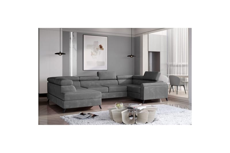 Seksjon Eltap Escada 336x200x92 cm - Paros 06, Grå, Venstre - Møbler - Sofaer - Sovesofaer - Hjørnesovesofa