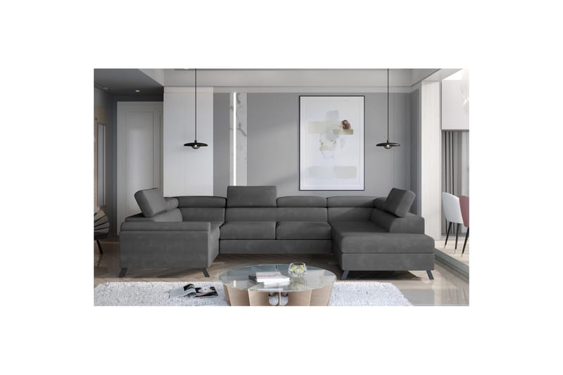 Seksjon Eltap Escada 336x200x92 cm - Paros 06, Grå, Høyre - Møbler - Sofaer - Sovesofaer - Hjørnesovesofa