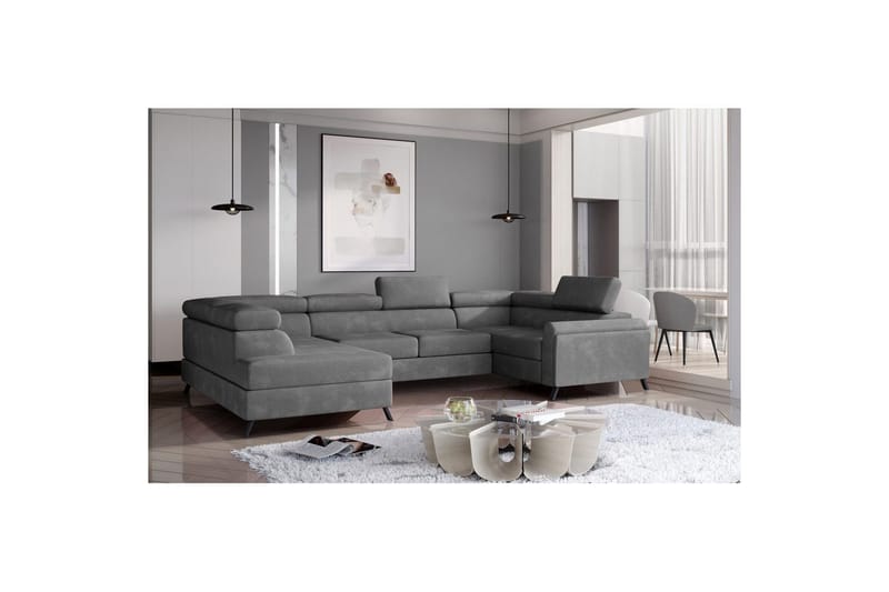 Seksjon Eltap Escada 336x200x92 cm - Paros 06, Grå, Venstre - Møbler - Sofaer - Sovesofaer - Hjørnesovesofa