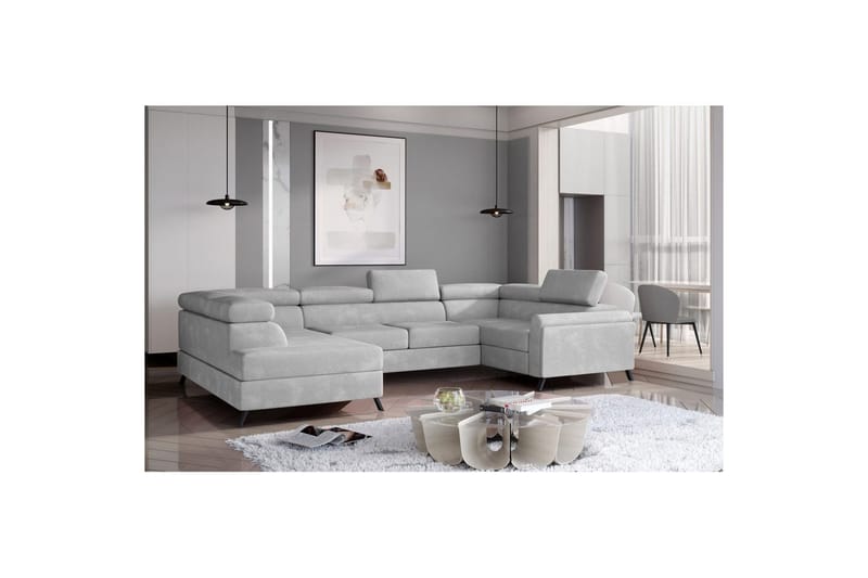Seksjon Eltap Escada 336x200x92 cm - Paros 05, Lys Grå, Venstre - Møbler - Sofaer - Sovesofaer - Hjørnesovesofa