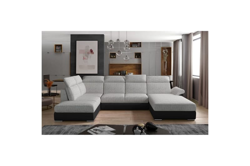 Seksjon Eltap Evanell 336x211x102 cm - Berlin 01, Soft 11, Grå, Svart, Høyre - Møbler - Sofaer - Sovesofaer - Sovesofa divan
