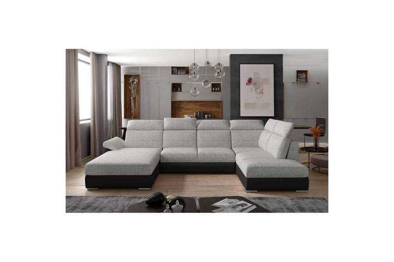 Seksjon Eltap Evanell 336x211x102 cm - Berlin 01, Soft 11, Grå, Svart, Venstre - Møbler - Sofaer - Sovesofaer - Sovesofa divan