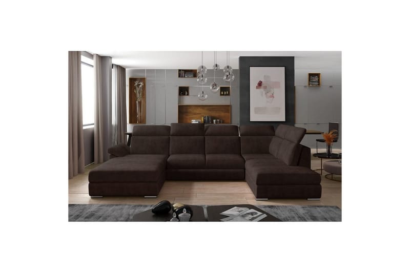 Seksjon Eltap Evanell 336x211x102 cm - Dora 28, Mørk brun, Venstre - Møbler - Sofaer - Sovesofaer - Sovesofa divan