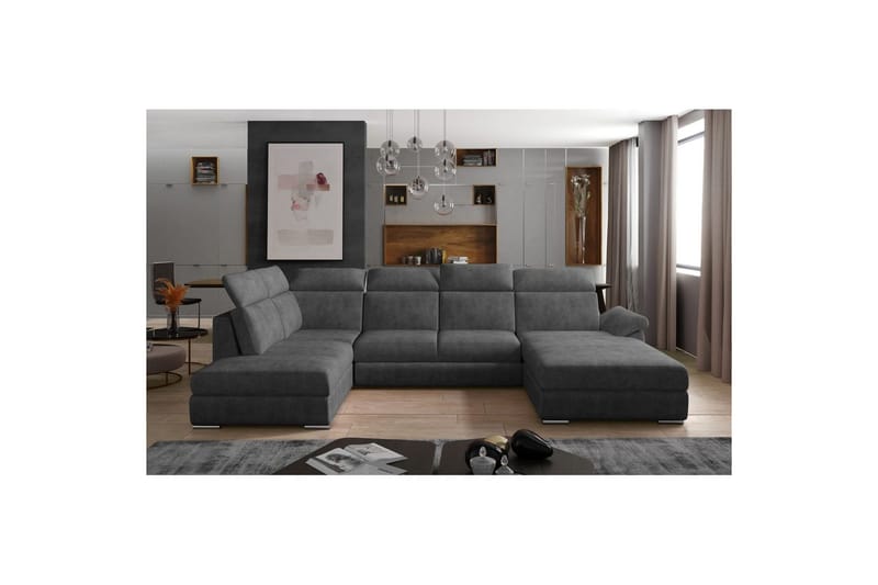 Seksjon Eltap Evanell 336x211x102 cm - Dora 96, Svart, Høyre - Møbler - Sofaer - Sovesofaer - Sovesofa divan