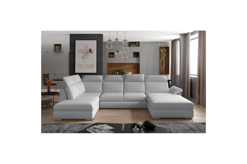 Seksjon Eltap Evanell 336x211x102 cm - Grande 81, grå, Høyre - Møbler - Sofaer - Sovesofaer - Sovesofa divan