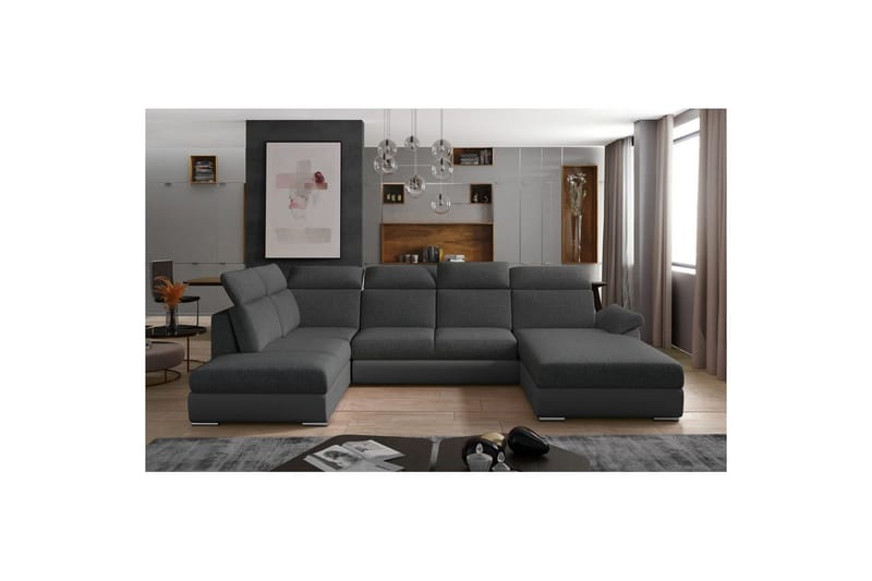 Seksjon Eltap Evanell 336x211x102 cm - Inari 96, Soft 29, Mørk Grå, Grå, Høyre - Møbler - Sofaer - Sovesofaer - Sovesofa divan
