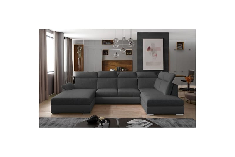 Seksjon Eltap Evanell 336x211x102 cm - Inari 96, Soft 29, Mørk Grå, Grå, Venstre - Møbler - Sofaer - Sovesofaer - Sovesofa divan