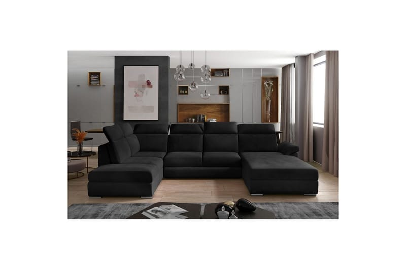 Seksjon Eltap Evanell 336x211x102 cm - Mat Fløyel 99, Blå, Høyre - Møbler - Sofaer - Sovesofaer - Sovesofa divan
