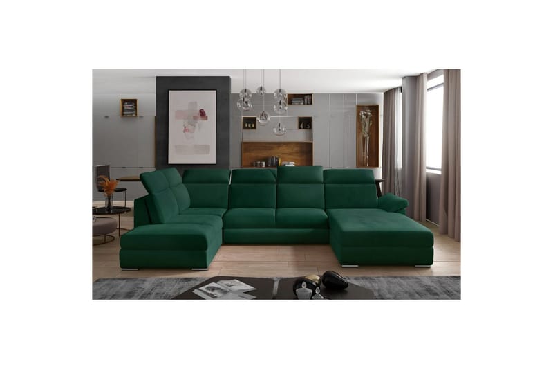 Seksjon Eltap Evanell 336x211x102 cm - Monolith 37, Grønn, Høyre - Møbler - Sofaer - Sovesofaer - Sovesofa divan