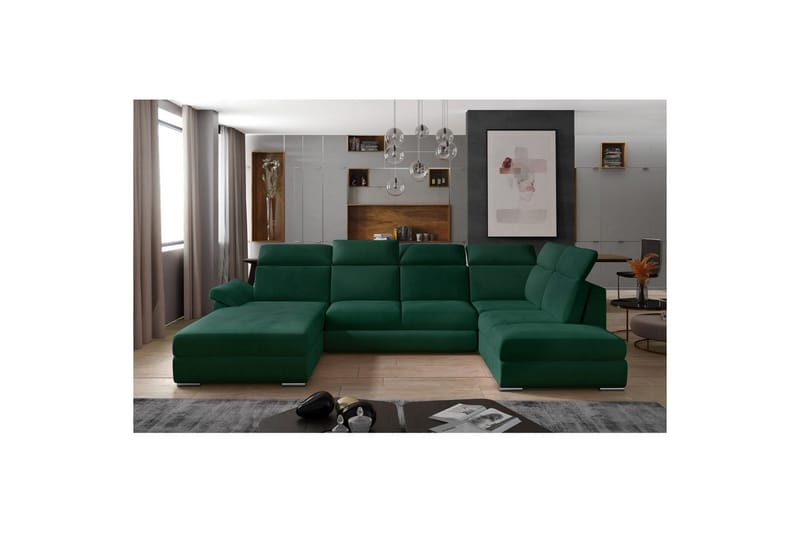Seksjon Eltap Evanell 336x211x102 cm - Monolith 37, Grønn, Venstre - Møbler - Sofaer - Sovesofaer - Sovesofa divan