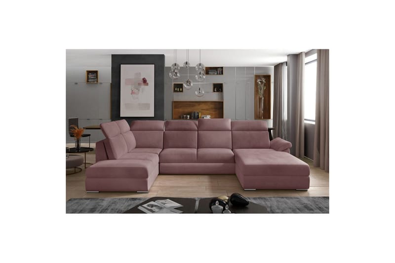 Seksjon Eltap Evanell 336x211x102 cm - Monolith 63, Rosa, Høyre - Møbler - Sofaer - Sovesofaer - Sovesofa divan