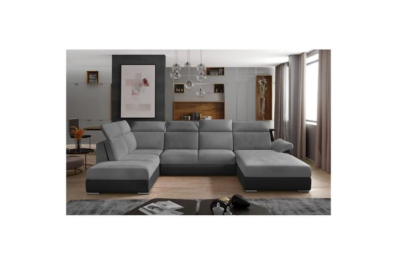 Seksjon Eltap Evanell 336x211x102 cm - Monolith 84, Monolith 97, Lys grå, Mørk grå, Høyre - Møbler - Sofaer - Sovesofaer - Sovesofa divan