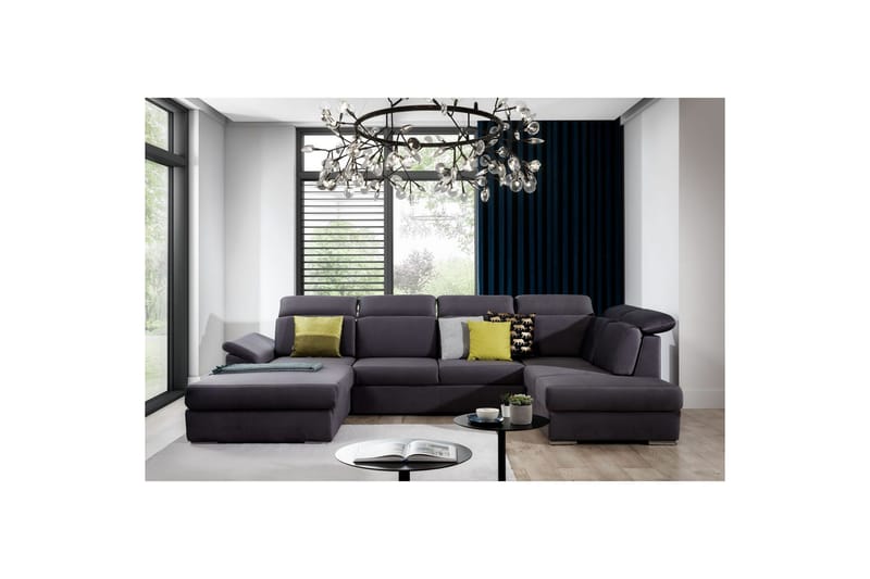 Seksjon Eltap Evanell 336x211x102 cm - Monolith 97, Mørk grå, Venstre - Møbler - Sofaer - Sovesofaer - Sovesofa divan
