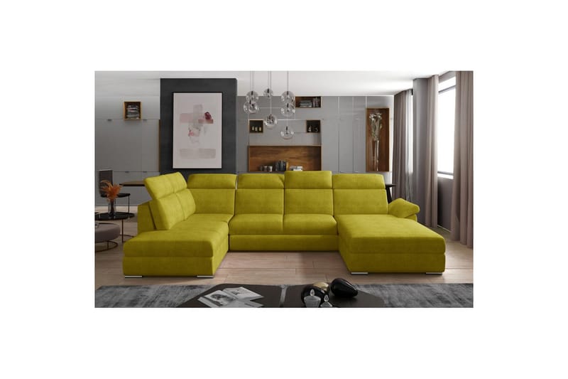 Seksjon Eltap Evanell 336x211x102 cm - Omega 68, Gul, Høyre - Møbler - Sofaer - Sovesofaer - Sovesofa divan