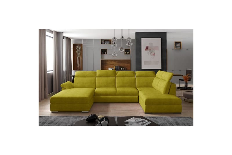 Seksjon Eltap Evanell 336x211x102 cm - Omega 68, Gul, Venstre - Møbler - Sofaer - Sovesofaer - Sovesofa divan