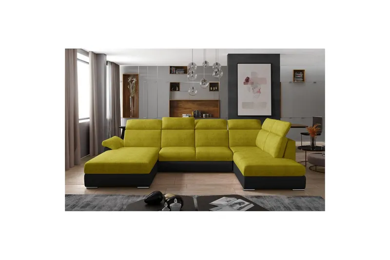 Seksjon Eltap Evanell 336x211x102 cm, Omega 68, Soft 11, Gul, Svart, Venstre
