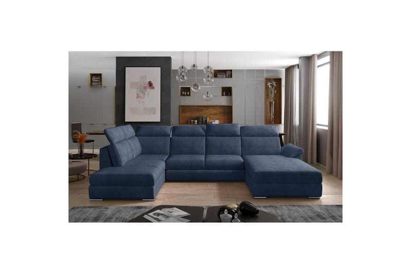 Seksjon Eltap Evanell 336x211x102 cm - Omega 86, Blå, Høyre - Møbler - Sofaer - Sovesofaer - Sovesofa divan