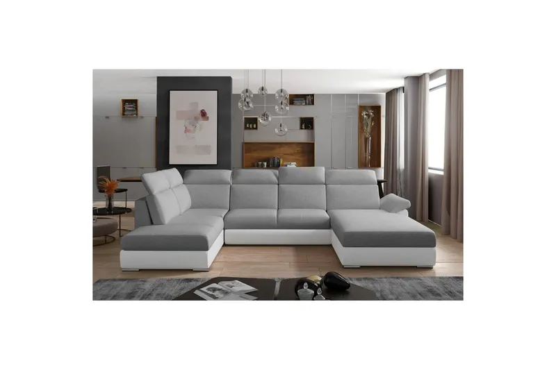 Seksjon Eltap Evanell 336x211x102 cm - Sawana 21, Soft 17, Grå, Hvit, Høyre - Møbler - Sofaer - Sovesofaer - Sovesofa divan