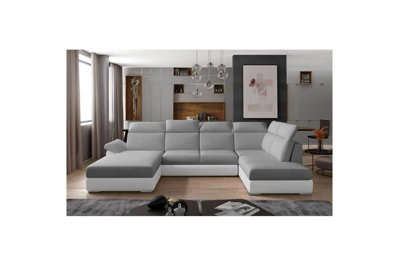 Seksjon Eltap Evanell 336x211x102 cm - Sawana 21, Soft 17, Grå, Hvit, Venstre - Møbler - Sofaer - Sovesofaer - Sovesofa divan