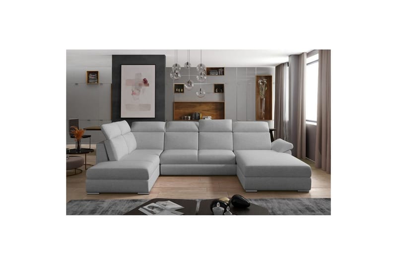 Seksjon Eltap Evanell 336x211x102 cm - Trekk 83, Grå, Høyre - Møbler - Sofaer - Sovesofaer - Sovesofa divan