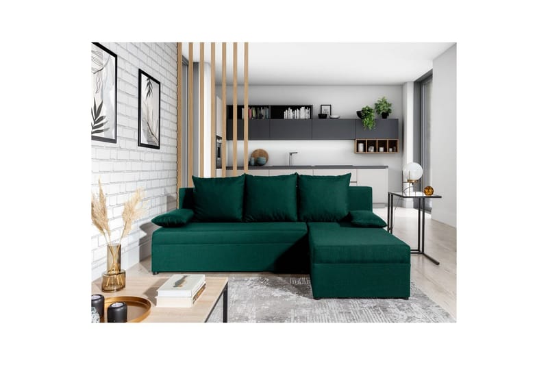 Seksjon Eltap Gino 201x143x90 cm - Nube 35, Grønn - Møbler - Sofaer - Sovesofaer - Sovesofa divan