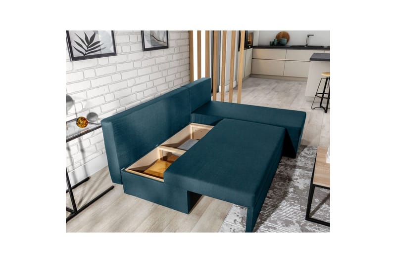 Seksjon Eltap Gino 201x143x90 cm - Nube 40, Blå - Møbler - Sofaer - Sovesofaer - Sovesofa divan