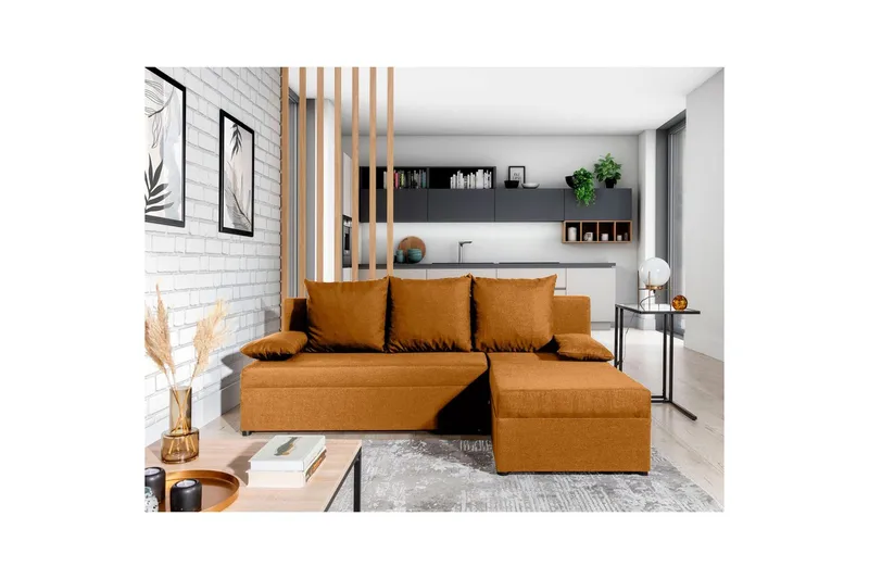 Seksjon Eltap Gino 201x143x90 cm - Nube 45, Gul - Møbler - Sofaer - Sovesofaer - Sovesofa divan