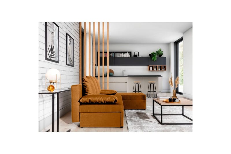 Seksjon Eltap Gino 201x143x90 cm - Nube 45, Gul - Møbler - Sofaer - Sovesofaer - Sovesofa divan