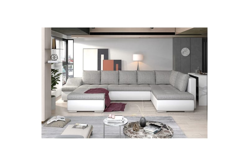 Seksjon Eltap Giovanni 351x82x190 cm, Berlin 01, Soft 17, Grå, Hvit, Venstre