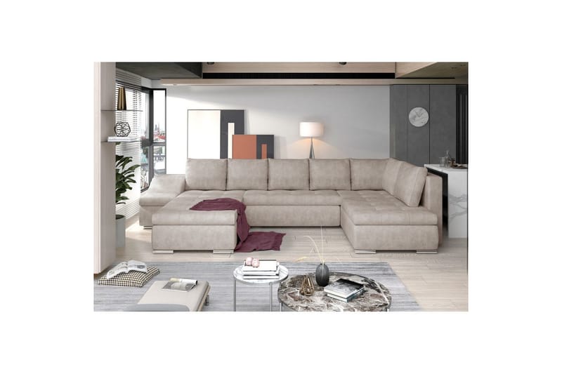 Seksjon Eltap Giovanni 351x82x190 cm - Dora 21, Beige, Venstre - Møbler - Sofaer - Sovesofaer - Hjørnesovesofa