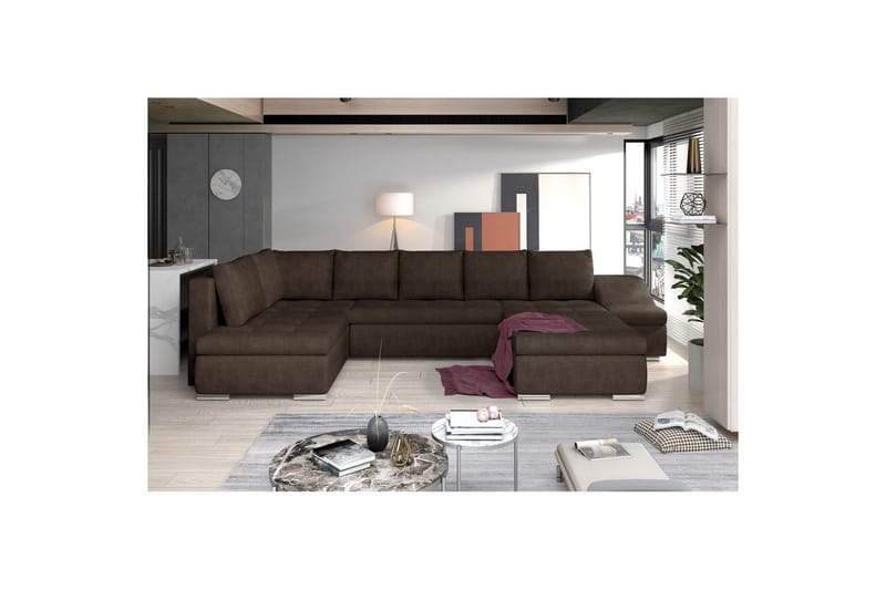 Seksjon Eltap Giovanni 351x82x190 cm - Dora 28, Mørk brun, Høyre - Møbler - Sofaer - Sovesofaer - Hjørnesovesofa