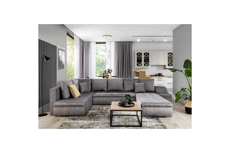 Seksjon Eltap Giovanni 351x82x190 cm - Dora 90, Grå, Høyre - Møbler - Sofaer - Sovesofaer - Hjørnesovesofa