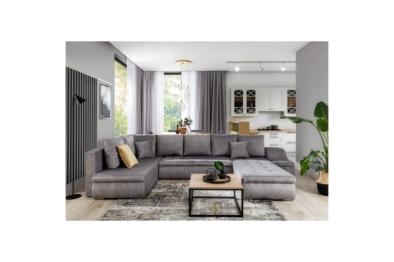 Seksjon Eltap Giovanni 351x82x190 cm - Dora 90, Grå, Høyre - Møbler - Sofaer - Sovesofaer - Hjørnesovesofa